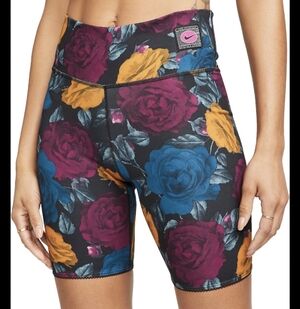 Nike One 7" Training Floral Dri- Fit Bike Shorts - Multicolor Size Large